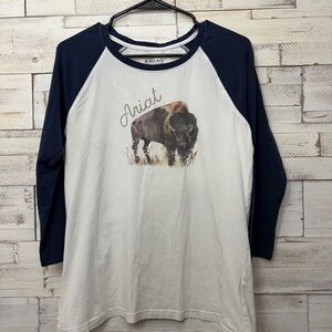 Ariat bison baseball tee womens country shirt — MEDIUM